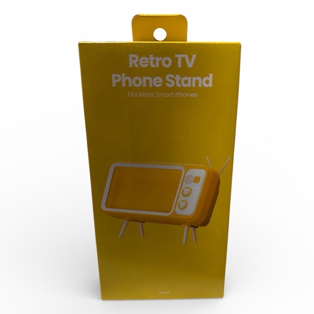 Yellow Retro TV Phone Stand